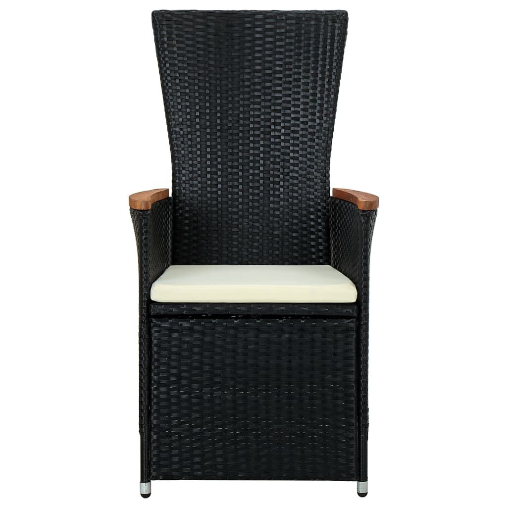 vidaXL Outdoor Dining Set Black PE rattan Large Adjustable Footrests