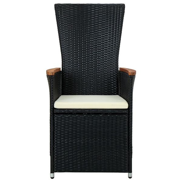 vidaXL Outdoor Dining Set Black PE rattan Large Adjustable Footrests