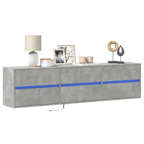 vidaXL TV Wall Cabinet Concrete Gray Engineered Wood Large