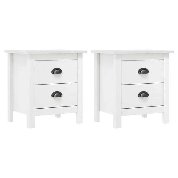 vidaXL Bedside Cabinet Set of 2 White Solid pine wood Medium