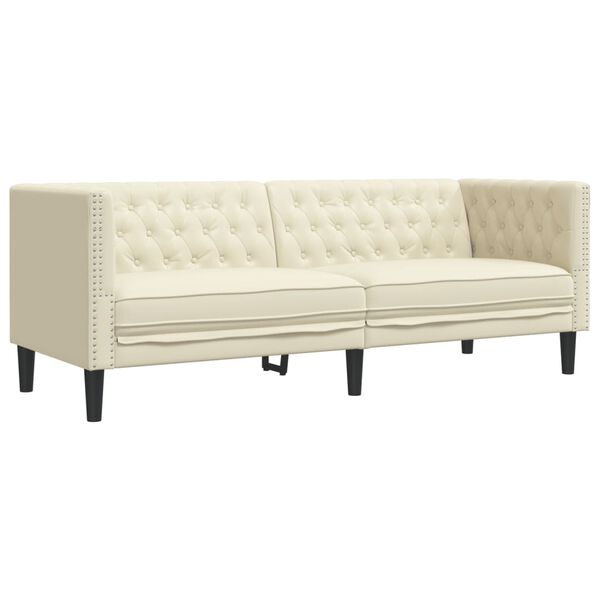 vidaXL Chesterfield Sofa Set Cream 75% PVC, 20% polyester, 5% cotton