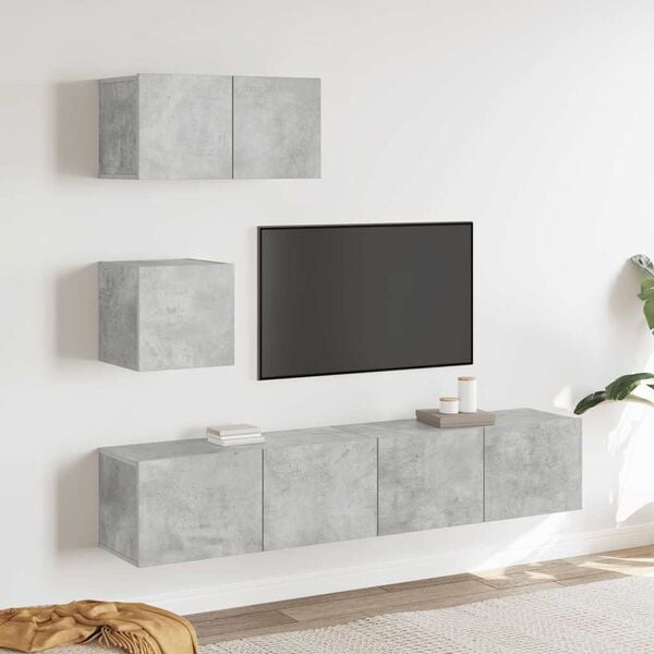 vidaXL TV Cabinet Set Set of 4 Concrete grey Engineered wood Medium