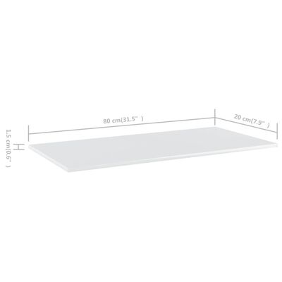 vidaXL Bookshelf Boards 4 pcs High Gloss White 31.5"x7.9"x0.6" Engineered Wood
