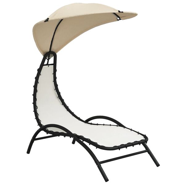 vidaXL Sun Lounger With Canopy Cream