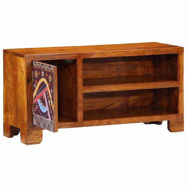 vidaXL TV Cabinet Multicolor Solid Acacia wood, Engineered wood 35.4 in