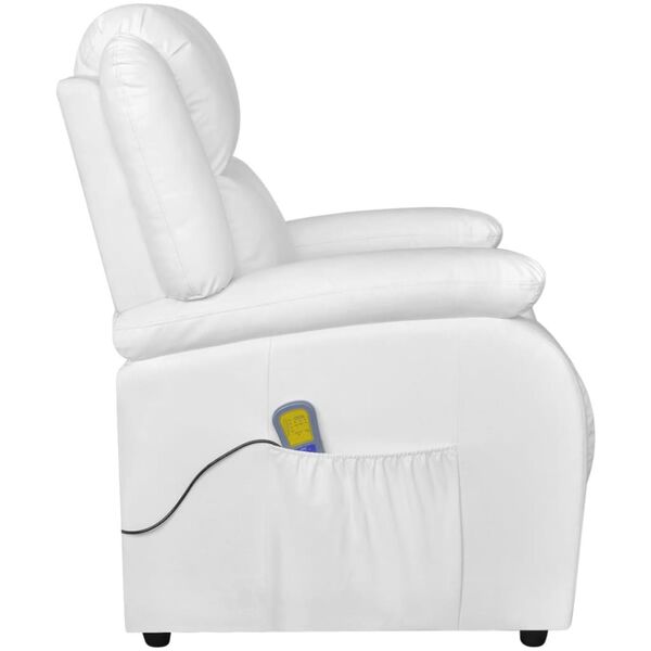 vidaXL Massage Recliner Chair White Faux Leather