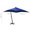 vidaXL Hanging Garden Parasol Azure Blue Polyester, Fir Wood, Bamboo Large
