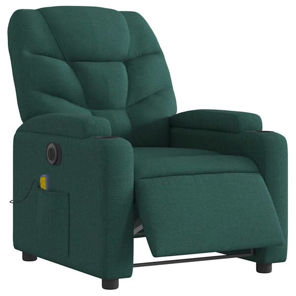 vidaXL Electric Massage Recliner Chair Dark green Polyester, Metal, Plywood