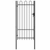 vidaXL Fence Gate Single Door with Arched Top Steel 39.4"x78.7" Black