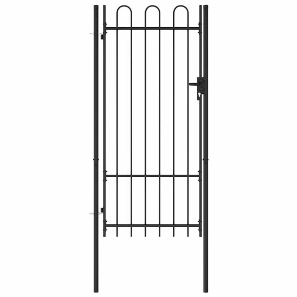 vidaXL Fence Gate Single Door with Arched Top Steel 39.4"x78.7" Black