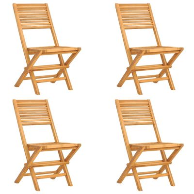 vidaXL Folding Patio Chairs 4 pcs 18.5"x24.4"x35.4" Solid Wood Teak