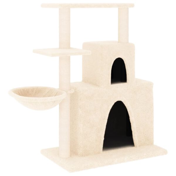 vidaXL Cat Tree Cream Engineered wood, Plush, Sisal Medium Modern