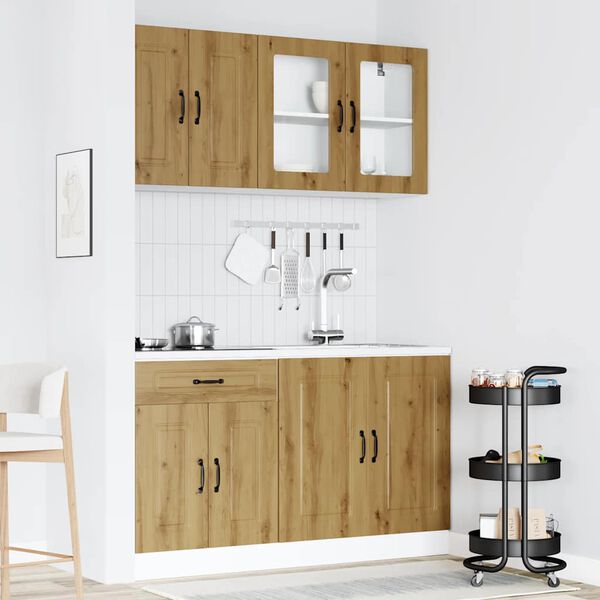 vidaXL Kitchen Cabinet Set Artisan Oak Engineered Wood and Glass