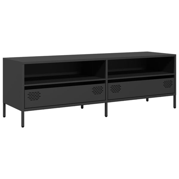vidaXL TV Cabinet Black Cold-rolled steel Standard Adjustable Feet