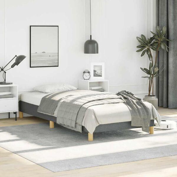 vidaXL Bed Frame Dark Gray Polyester Twin Bed Frame Rectangular