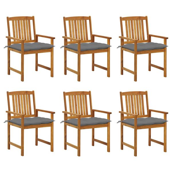 vidaXL Patio Chair Set of 6 Wooden brown Solid Acacia wood Medium