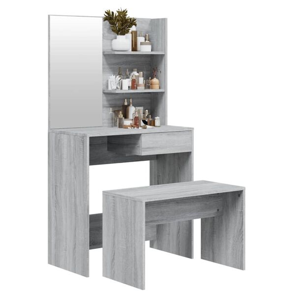vidaXL Dressing Table Set Grey Sonoma Engineered wood Standard