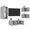 vidaXL TV Wall Unit Grey Sonoma Engineered Wood TV Wall Unit Rectangular