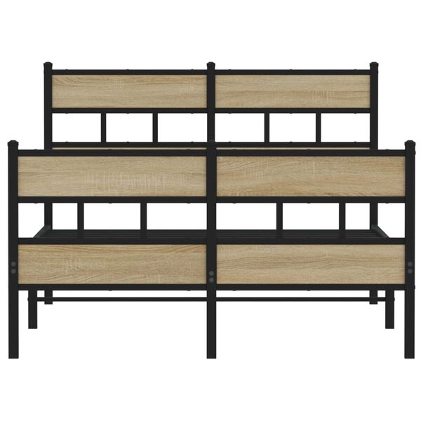 vidaXL Bed Frame Sonoma Oak, Black Iron, Engineered wood Small Double
