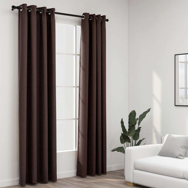 vidaXL Linen-Look Blackout Curtains with Grommets 2pcs Taupe 140x96.5 "