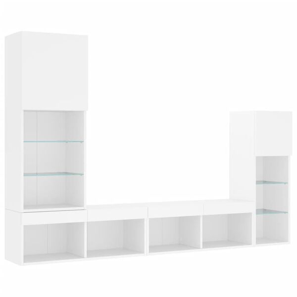 vidaXL TV Wall Unit White Engineered wood, Glass Medium Modular