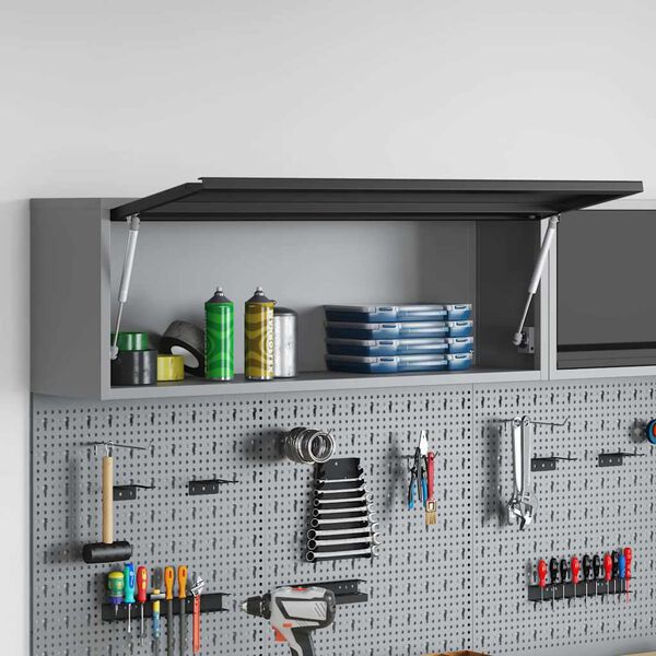 vidaXL Tool Cabinet with Storage Black and gray 100 x 25 x 35 cm