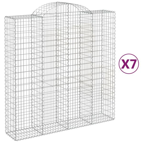 vidaXL Gabion Basket Set of 7 Silver Galvanized iron Large