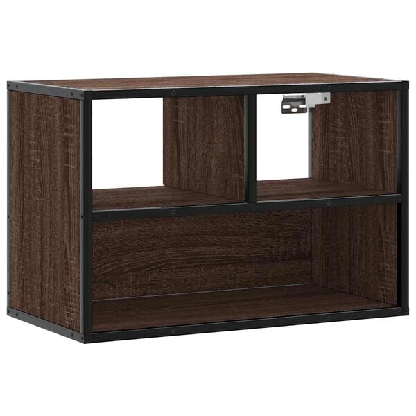 vidaXL TV Cabinet Brown Oak Engineered Wood, Metal Medium TV Cabinet