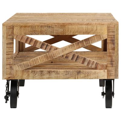 vidaXL Coffee Table with Wheels Solid Wood Mango 43.3"x19.7"x14.6"