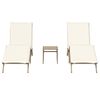 vidaXL Sun Lounger Set of 2 Beige Poly Rattan, Powder-Coated Steel Large