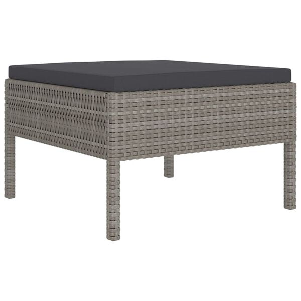 vidaXL Garden Lounge Set Gray PE Rattan, Powder-Coated Steel, Polyester