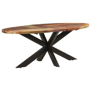 vidaXL Dining Table Brown Solid reclaimed wood, powder-coated steel