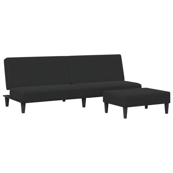 vidaXL Sofa Bed Black Velvet (100% polyester), wood, plastic Large