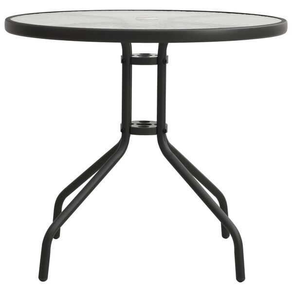 vidaXL Outdoor Table Anthracite Powder-coated steel, Tempered glass
