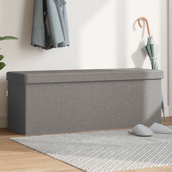 vidaXL Storage Bench Light Grey Faux linen (100% polyester), engineered wood