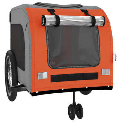 vidaXL Pet Bike Trailer Orange and Gray Oxford Fabric and Iron