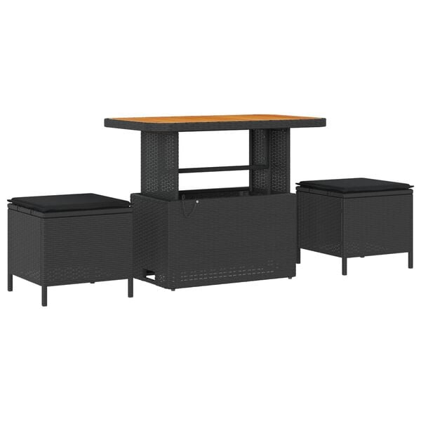 vidaXL Garden Sofa Set with Cushion 13 pcs Black Poly Rattan