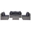 vidaXL Garden Lounge Set Grey PE Rattan, Powder-Coated Steel, Glass Large