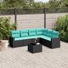 vidaXL 7 Piece Patio Sofa Set with Cushions Black Poly Rattan