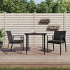 vidaXL Garden Chair Set of 2 Black PE rattan, steel, polyester Standard