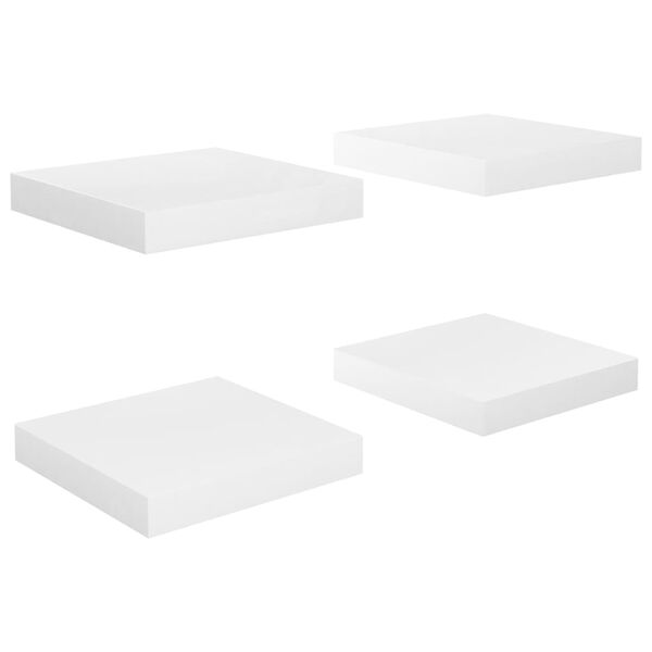 vidaXL Wall Shelf Set of 4 High gloss white Honeycomb MDF, metal