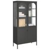 vidaXL Highboard Black Powder-coated steel, fluted glass Large Highboard
