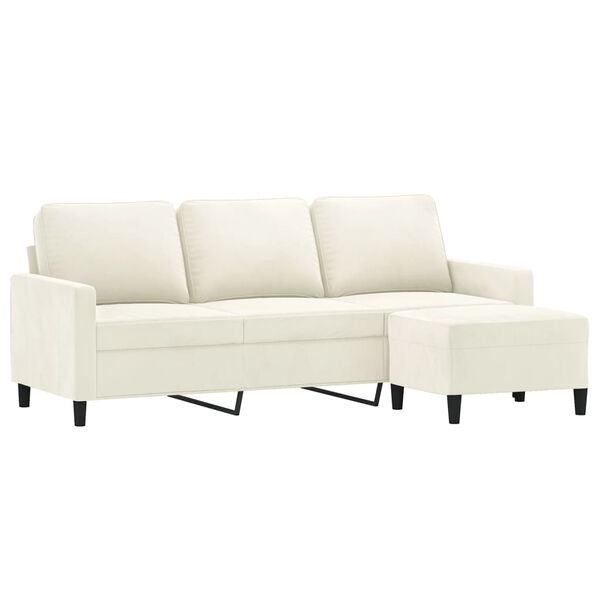 vidaXL 3-Seater Sofa with Footstool Cream 70.9" Velvet