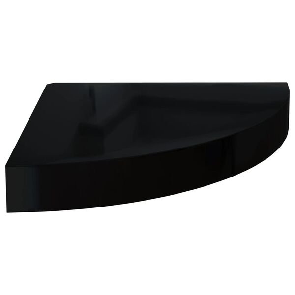 vidaXL Corner Shelf Set of 4 High Gloss Black Honeycomb MDF and Metal