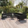 vidaXL Garden Lounge Set Black PE rattan, powder-coated steel, polyester