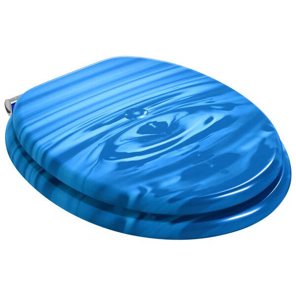 vidaXL WC Toilet Seats with Soft Close Lid 2 pcs MDF Blue Water Drop Design (2x146913)