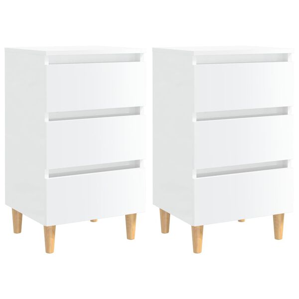 vidaXL Bed Cabinet Set of 2 High gloss white