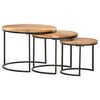 vidaXL Nesting Table Set of 3 Brown Solid acacia wood, iron