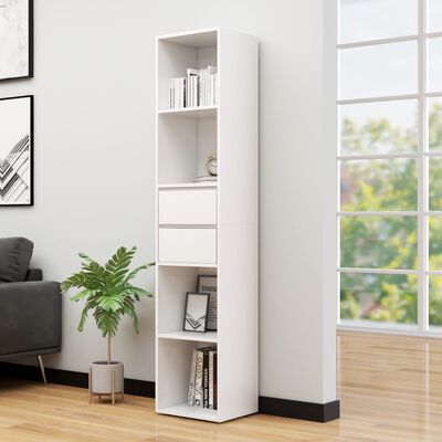 vidaXL Book Cabinet White 14.2"x11.8"x67.3" Engineered Wood