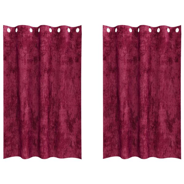 vidaXL Curtain with Curtains 2 pcs Wine Red 175 x 140 cm Velvet